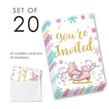 Ice Skating Birthday Party Invitations Supplies Fill-In Set Of 20With Envelopes Skating Birthday Bash Invites Cards, Double Sided