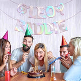 Leo Baddie Banner For July August Birthday Party Decorations, Glitter Iridescent Zodiac Leo Birthday Banner For Horoscope, Astrology Bday Party Decor, Ideas, Jokes And Favors (Iridescent)