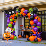 Halloween Balloon Arch Kit: Orange, Black, Purple, Green - Bat, Pumpkin, Spider