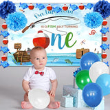 Ofishally One Birthday Decorations Gone Fishing 1St Birthday Party Supplies Our Little Man Is Ofishally Turning One Backdrop Banner Balloons Theme Party Decorations For Baby Boy