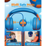 Kids Wired Headphones with Mic, Volume-Limiting, Foldable & Safe for Learning