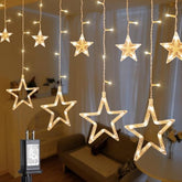 126L Warm White Star Icicle Lights, 8.2Ft Clear Curtain Fairy String With Connectable, Timer 8 Modes Memory, Waterproof