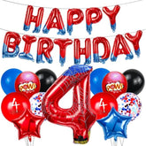 40" Spider Hero Number Balloon & Happy Birthday Banner Superhero Party Supplies
