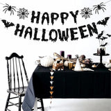 Purple & Black Halloween Party Decorations, 13PCS Spider Web Bats Streamers Banner