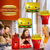 Food Themed Balloons Hamburger Hot Dog French Fries Ketchup Foil Balloon Bbq Party Balloons For Picnic Party Birthday Decorations Supplies 8 Pcs
