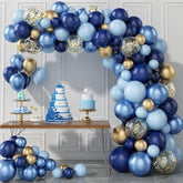134pcs Blue Balloon Garland Kit – Metallic, Macaron & Gold Confetti for Party Décor