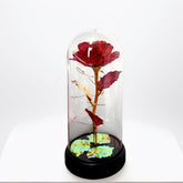 Eternal Glass Rose In Display Dome | Glass Flower With Colorful Base, A Perfect Romantic Gift For Valentine'S Day, Mother'S Day, Birthday & Christmas For Her