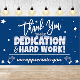 We Appreciate You Banner Decorations Thank You For All You Do Banner Backdrop For Teacher Employee Staff Doctors Nurse Poaster Boss Volunteer Appreciation Week Party Decor Supplies - Blue Silver