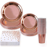 Rose Gold Party Supplies (Rose Gold Plates, Cups, Napkins (25 Serves))