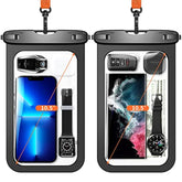 10.5" Large Waterproof Phone Pouch, 2 Pack Universal Ipx8 Waterproof Dry Bag With Lanyard For 16 15 14 Pro Max, Samsung Galaxy S25 S24 S23 Ultra, S24 Fe, Pixel 9A 8 Pro, Black+Black