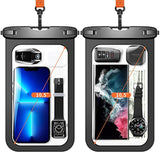 10.5" Large Waterproof Phone Pouch, 2 Pack Universal Ipx8 Waterproof Dry Bag With Lanyard For 16 15 14 Pro Max, Samsung Galaxy S25 S24 S23 Ultra, S24 Fe, Pixel 9A 8 Pro, Black+Black