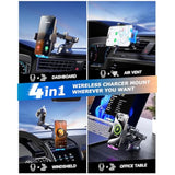 Wireless Car Charger Phone Holder - 15W Fast Charging, Dashboard, Windshield, Air Vent Mount For Iphone 11-16, Samsung Galaxy, Google Pixel