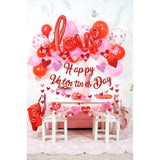 Happy Valentines Day Banner, Red Glittery Valentines Day Party Decorat