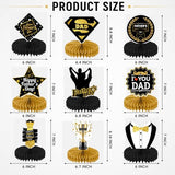 Father's Day Honeycomb Centerpieces, Black Gold Dad Table Decorations, Happy Fathers Day Table Centerpieces for Dad Party Table Decor