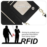 Crossbody Wallet Case For Iphone 13 Pro With Rfid Blocking Card Slot Holder, Magnetic Flip Folio Purse Case, Pu Leather Zipper Handbag With Detachable Lanyard Strap 6.1 Inch 5G (Black)