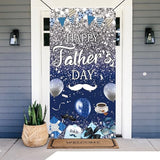 Happy Father's Day Door Cover Fathers Day Decorations Door Banner for Outdoor Indoor Home Yard Blue I Love Dad Party Supplies (36x72 inch (3x6FT))