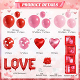 Valentines Day Balloons Garland Arch Kit, Pink Red Valentines Day Party Decorations with XOXO LOVE Boxes for Women Girls Wedding Engagement Anniversary