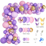 Purple Pink Butterfly Balloon Garland Arch Kit, Butterfly Baby Shower Decorations For Girl Women, Pink And Purple Gold Confetti Balloons For Birthday Bridal Shower Mothers Day Party Decorations