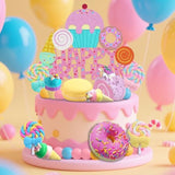 25 Pcs Donut Cake Topper Candy Cupcake Toppers Candy Birthday Themed Party Supplies Ice Cream Cupcake Toppers