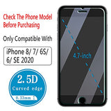 (2 Pack) Tempered Glass For iPhone SE 2020, iPhone 8, iPhone 7, iPhone 6S, iPhone 6 4.7-Inch Screen Protector, Case Friendly, Easy to Install, Bubble