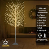 7Ft Lighted Birch Tree With 1200 Led Warm White Lights, 8 Modes, Timer Remote Faux Prelit Twig Christmas Tree, Light Up Trees For Indoor Outdoor Xmas Holiday Party Decoration