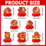 Chinese New Year Decorations 2026, 8 Pcs Happy Chinese New Year Honeycomb Centerpieces The Year of The Horse Table Centerpieces Spring Festival Red Table Topper Decor for Lunar New Year Decorations