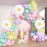 159Pcs Daisy Balloon Garland Arch Kit, Groovy Flower Pastel Balloon Arch Pink Yellow Blue Green Purple Balloons Daisy Banner For Daisy Party Birthday Baby Shower Bridal Wedding