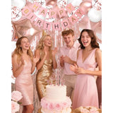 285Pcs Party Supplies Rose Gold Birthday Decorations For Girls And Women, Diy Number Ballons, Fringe Curtain, Tablecloth, Polka Dot Napkins Straws For 25 Guests