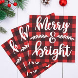 80 Pack Christmas Napkins 6.5 X 6.5 Inch Classic Buffalo Plaid Disposable Napkins Red Black Merry Christmas Dinner Napkins Holiday Paper Napkins For Xmas Winter Birthday Party Decoration