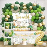Two Wild Jungle Theme 2Nd Birthday Party Supplies, Animal Decorations For 2 Years Old