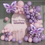 Butterfly Balloons Arch Garland Kit,Pink And Purple Balloons With Lavender Lilac Foil Butterfly For Girl'S Birthday Baby Shower Wedding Mother'S Day Valentines Party Decorations