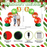 8.2 Ft Giant Christmas Inflatables Archway Christmas Blow Up Ball Arch With Built In Led Lights Lime Green Elf Balls Swi