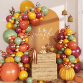 139Pcs Fall Balloon Arch Kit Orange Maroon Green Yellow Gold for Thanksgiving Party