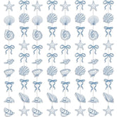 8 Pack Blue Bow Starfish And Seashell Garland 6.56 Ft Ocean Coastal Nautical Paper Hanging Decorations Pre Strung Banner For Under The Sea Beach Wedding Mermaid Birthday Party Decorations