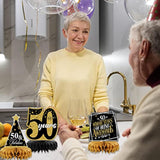 9pc 50th Birthday Table Centerpieces Gold & Black Decorations for Men & Women