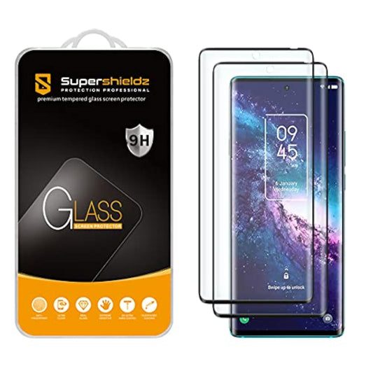 (2 Pack) Designed For Tcl 20 Pro 5G Tempered Glass Screen Protector, (Full Cover) (3D Curved Glass) Anti Scratch, Bubble Free (Black)