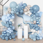 173Pcs Dusty Blue Balloon Arch Garland Kit, Baby Light Dusty Blue White Sand Metallic Blue Confetti Balloons For Boy Baby Shower Gender Reveal Wedding Birthday Party Decorations Supplies