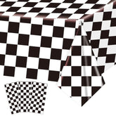 3-pack black & white checkered race car tablecloths, 54" x 108", for party décor
