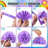 48 Pcs Tissue Paper Pom Poms 14''/ 12''/ 10''/ 8''/ 6'' Tissue Paper Flowers Decorations for Wedding Birthday Bridal Shower Baby Shower Decor (Rainbow)