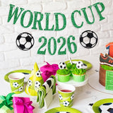 World Cup 2026 Banner, World Football Party Banner, 2026 USA Soccer Sports Birthday Bday Party Decorations Supplies Green and Black Glitter