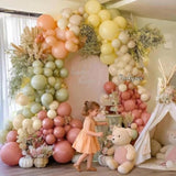 Pastel Balloon Arch Kit: Dusty Pink, Green, Yellow, Peach & White Sand