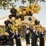 161Pcs Black And Gold Balloons Garland Arch Kit With Explosion Star Balloons, 5/10/12/18In Black Gold Confetti Latex Balloons For Anniversary Birthday Party 2025 Graduation Decorations
