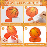 12Pcs Basketball Honeycomb Centerpiece Basketball Birthday Party Decoration Basketball Themed Party Table Toppers Basketball Party Table Centerpieces For Boy Sport Baby Shower Party Supplies