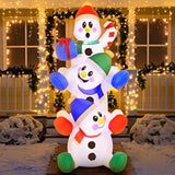 6 Ft Christmas Inflatable Decoration Stacked Snowman With Build-In Leds Blow Up Inflatables For Xmas Party, Home Indoor