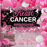 Breast Cancer Awareness Decorations, Breast Cancer Awareness Backdrop,Breasts Cancer Awareness Banner,Pink Ribbon Banner Backdrop for Breast Cancer Decor, 72x43 Inch (BLACK)