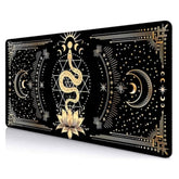Black & Gold Large Mouse Pad, Boho Snake Witch Desk Mat For Desktop, Women Gaming Full Desk Mousepad, Moon Phases Computer Laptop Protector Writing Pad For School Office Home 35.4X15.7 In