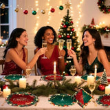 52 Pcs Christmas Party Paper Plates Napkins Merry Christmas Tableware Decorations Red Green Xmas Plates Disposable Napkins Paper Dishes Holiday Party Supplies Serve 16