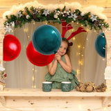 8-Piece 22-Inch Red and Dark Green Metallic Balloons for Holiday and Party Decor