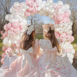 Coquette Birthday Decorations, 149 Pcs Pink And Pearl White Balloon Garland Arch Kit And Pink Bow For Girls Baby Shower Bridal Bachelorette Party Baby Shower