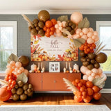 Fall Boho Balloon Arch Kit: Burnt Orange, Peach, Brown + Backdrop